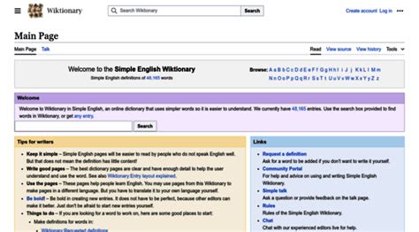 wiktionary|Simple English Wiktionary.